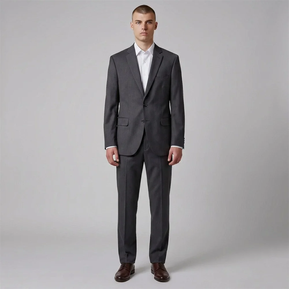 Banana Republic Tailored Suit Men 38S 31x29 Charcoal Gray Cerruti Italia Fabric